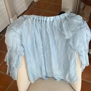 Sky Blue Off-Shoulder Women's Blouse